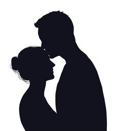 vector silhouette of happy couple isolated on white background