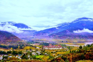 top view of punakha dzong , bhutan