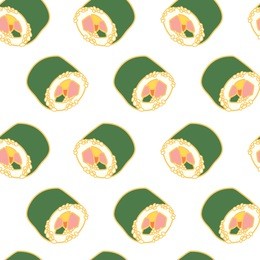 cute sushi roll seamless pattern vector illustrator