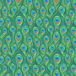 colorful peacock feather seamless vector pattern