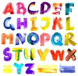 grungy watercolor alphabet