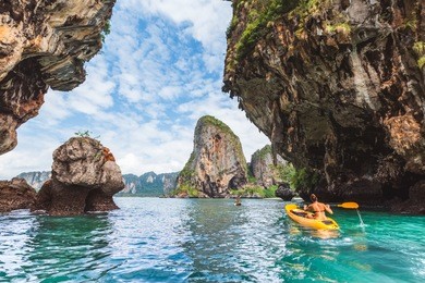 crystal clear sea at railay beach - krabi province, thailand