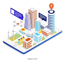 modern flat design isometric illustration of smart city. can be used for website and mobile website or landing page. easy to edit and customize. vector illustration