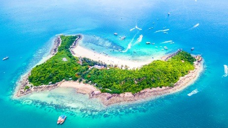 aerial view koh sak  island and koh larn  island pattaya chon buri thailand