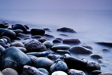 long exposure of sea and rocks