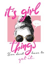 girl slogan with girl illustration
