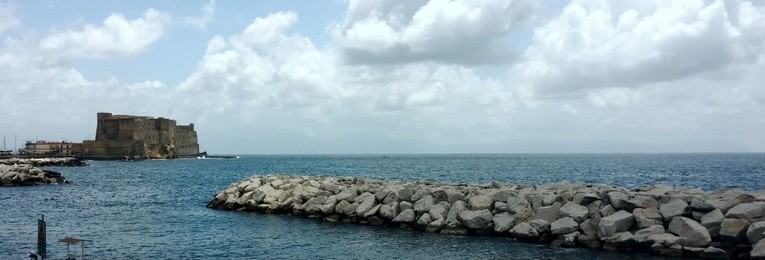 castel dell'ovo from  the sea in naples 