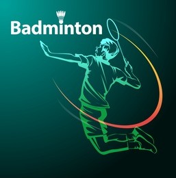 vector illustration, jumping smash, badminton symbol