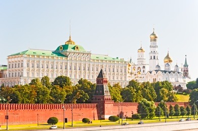 view of the grand kremlin palace and the ivan the great bell. moscow.
