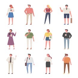 summer vacation fashion characters. flat design style vector illustration set