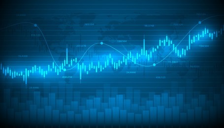 economic graph with diagrams on the stock market, for business and financial concepts and reports.abstract blue vector background