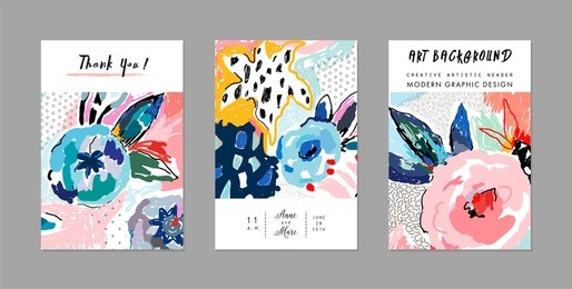 creative universal artistic cards. floral background. trendy graphic design for banner, poster, cover, invitation, placard, brochure, header.