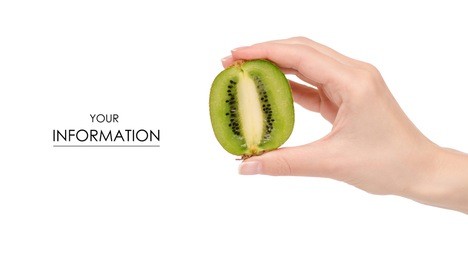 kiwi in hand pattern on white background isolation