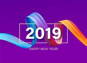 2019 new year of a colorful brushstroke oil or acrylic paint design element. vector illustration eps10