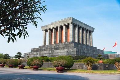 ho chi minh' s mausoleum in hanoi, vietnam