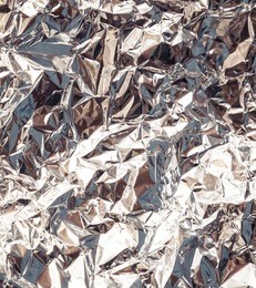 silver crumpled foil metallic luster holographic effect
