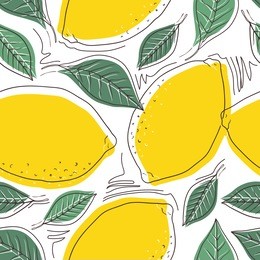 fresh lemons background. hand drawn overlapping backdrop. colorful wallpaper vector. seamless pattern with citrus fruits collection. decorative illustration, good for printing