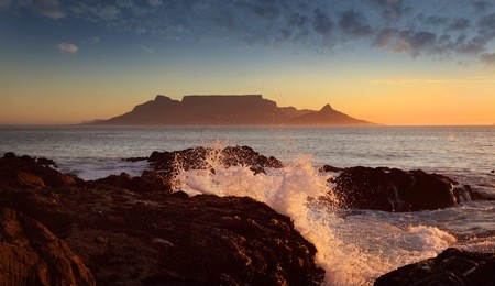 table mountain, sunset, cape town
