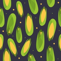 vector seamless pattern with corn. flat cartoon illustration.