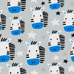 seamless childish pattern with funny zebras . creative scandinavian kids texture for fabric, wrapping, textile, wallpaper, apparel. vector illustration