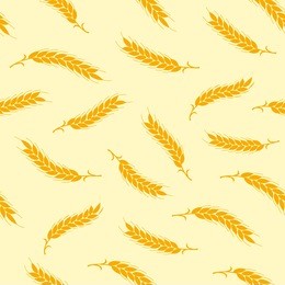 seamless pattern. simple vector ears of wheat on beige background. illustration for agriculture or bakery.