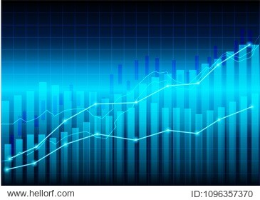 stock market. candle stick graph chart of stock market investment trading. stock market data. bullish point, trend of graph . blue background. vector illustration
