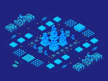 hi-tech digital technology concept. futuristic circuit board. electronic motherboard. communication and engineering concept. vector isometric illustration