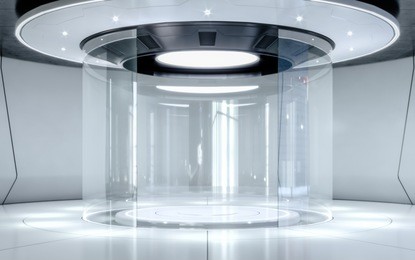 modern background and empty stage. future modern interior concept. 3d illustration