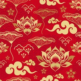 seamless pattern with chinese and asian elements.
