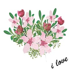 heart of flowers. bouquet of flowers. white background.