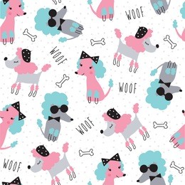 seamless cute dogs animal pattern vector illustration