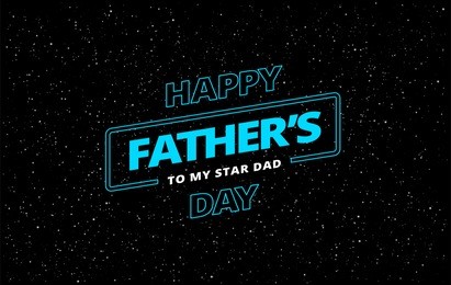 happy father's day vector greeting card space theme background - blue text letters â€˜happy father's dayâ€™ in starry sky illustration. a very stylish!