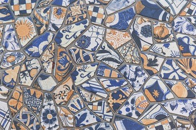 colorful vintage ceramic tiles wall decoration. pattern texture background.
