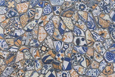 colorful vintage ceramic tiles wall decoration. pattern texture background.