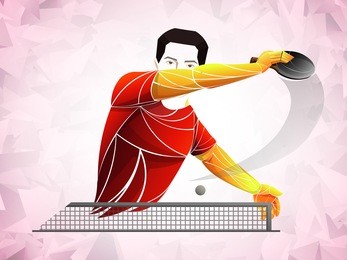 table tennis player, red athlete vector