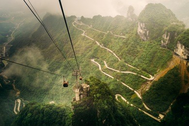 cable car way to tianmen mountain national park,hunan province,china