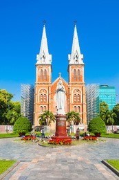 notre dame cathedral basilica of saigon or cathedral basilica of our lady of the immaculate conception in ho chi minh city, vietnam