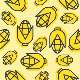 corn seamless pattern, outline vegetable wallpaper
