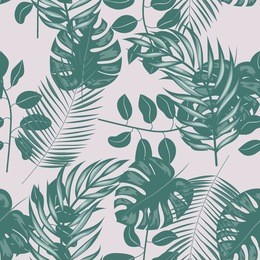 tropical seamless pattern with leaves. beautiful tropical isolated leaves. fashionable summer background with leaves for fabric, wallpaper, paper, covers.