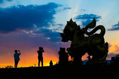 the view of singha park chiang rai before the sunset.