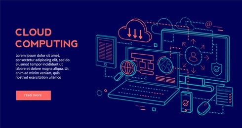 cloud computing concept for web page, banner, presentation. vector illustration