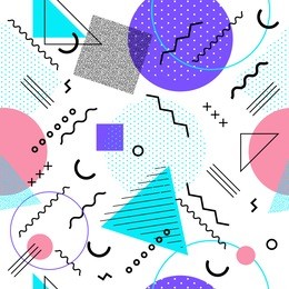 memphis seamless pattern colorful. geometric seamless pattern different shapes fashion 80's-90's style. vector illustration
