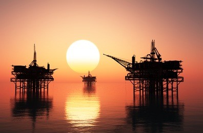 oil rig at late evening