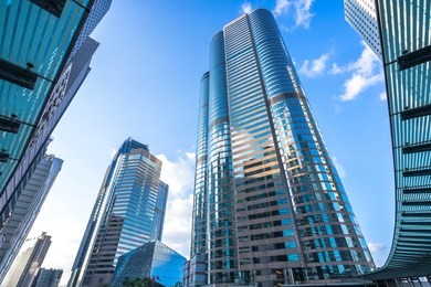 up view of modern office building