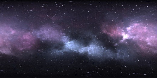360 degree space nebula panorama, equirectangular projection, environment map. hdri spherical panorama. space background with nebula and stars. 3d illustration