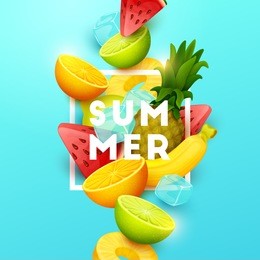 summer background with fruits. vector illustration.