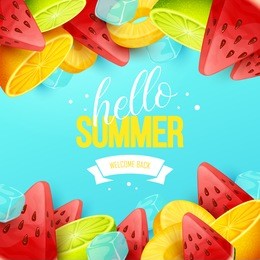 summer background with fruits. vector illustration.