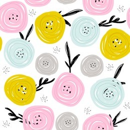 cute pastel floral pattern. vector hand drawn illustration.