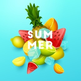 summer background with fruits. vector illustration.