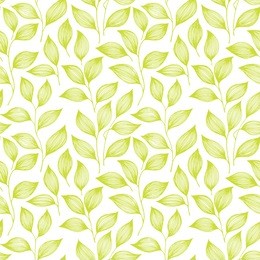 wrapping tea leaves pattern seamless vector illustration. trendy green tea plant bush leaves floral textile ornament. herbal sketchy repeating background pattern with nature elements.